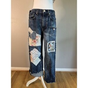 OOAK Reworked rag & bone Artisan Patchwork Jeans 28x27 Boho Whimsigoth Floral